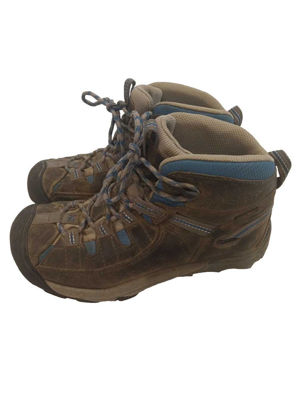 Keen Targhee II Mid Waterproof Hiking Boots Womens Size 6 Brown Blue Leather